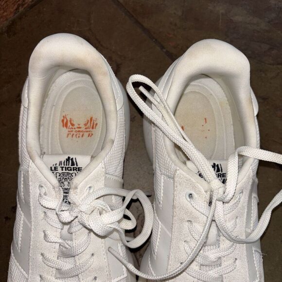 Le Tigre Women Baxter White Running Shoes 8.5 Leather Textile Tie Low Tops - Picture 4 of 9